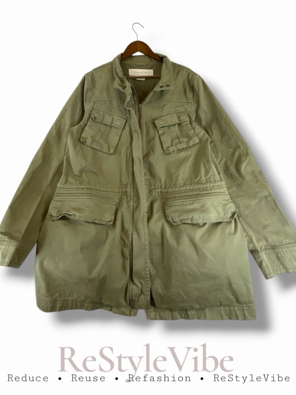 TREASURE & BOND Women’s Size M Jacket Coat Utility Style Cotton Stretch Zipper